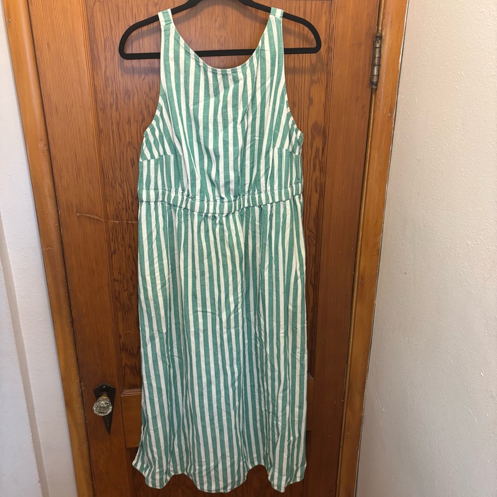 Universal Thread Teal and White Vertical Stripe Midi Dress
